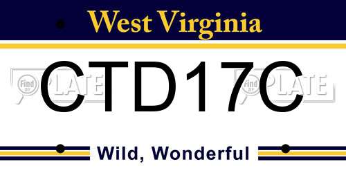 CTD17C West Virginia License Plate