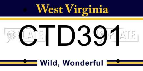 CTD391 West Virginia License Plate