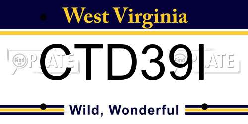 CTD39I West Virginia License Plate
