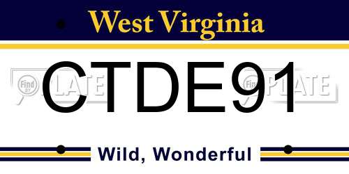 CTDE91 West Virginia License Plate