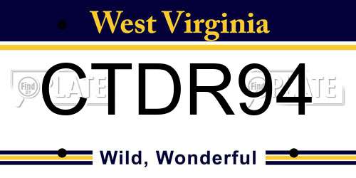 CTDR94 West Virginia License Plate
