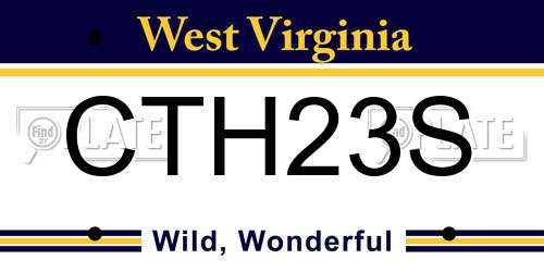 CTH23S West Virginia License Plate