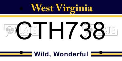 CTH738 West Virginia License Plate