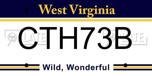 CTH73B West Virginia License Plate