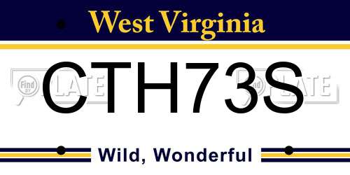 CTH73S West Virginia License Plate