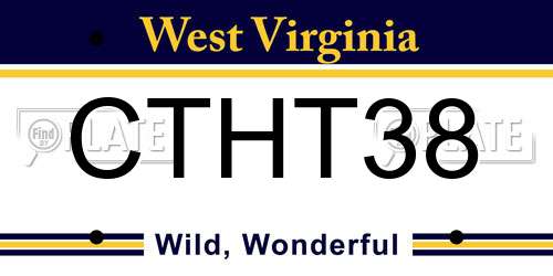 CTHT38 West Virginia License Plate