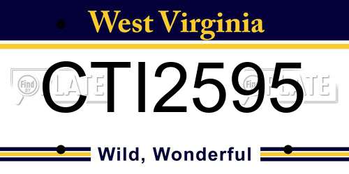 CTI2595 West Virginia License Plate