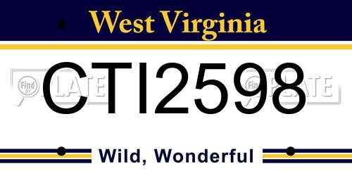 CTI2598 West Virginia License Plate