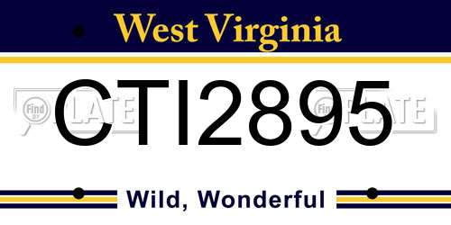 CTI2895 West Virginia License Plate