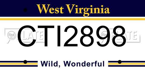 CTI2898 West Virginia License Plate