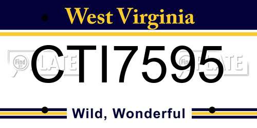 CTI7595 West Virginia License Plate