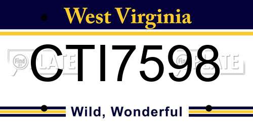 CTI7598 West Virginia License Plate