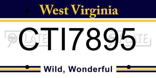 CTI7895 West Virginia License Plate