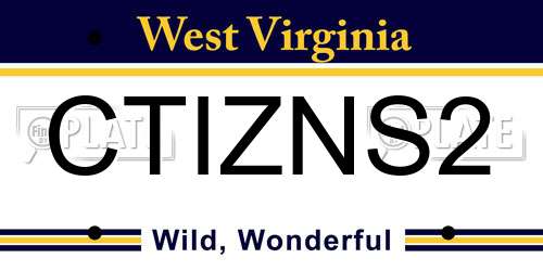 CTIZNS2 West Virginia License Plate