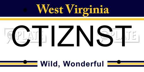 CTIZNST West Virginia License Plate