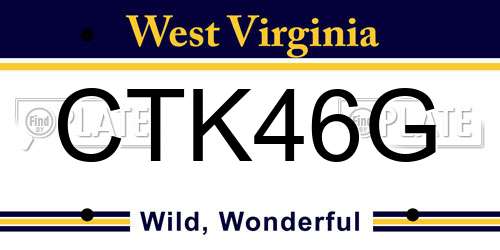 CTK46G West Virginia License Plate