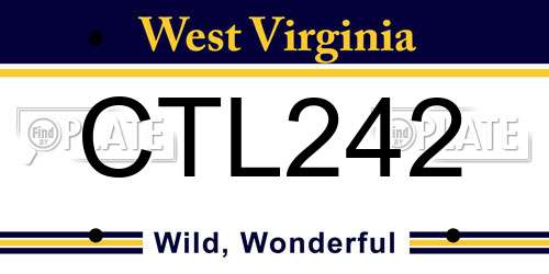 CTL242 West Virginia License Plate