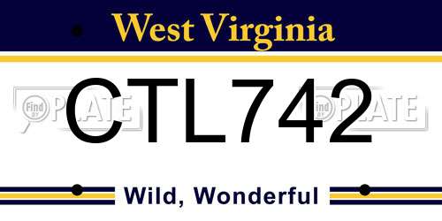 CTL742 West Virginia License Plate