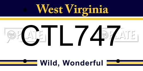CTL747 West Virginia License Plate
