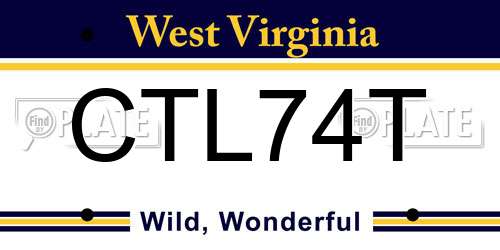 CTL74T West Virginia License Plate