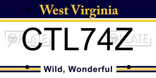 CTL74Z West Virginia License Plate