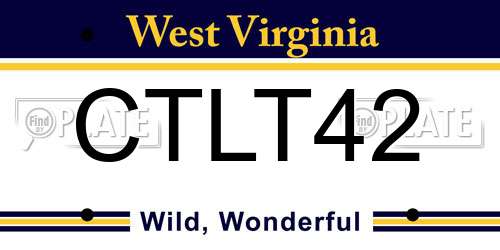 CTLT42 West Virginia License Plate