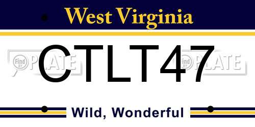 CTLT47 West Virginia License Plate