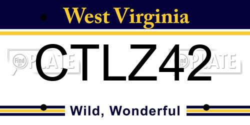CTLZ42 West Virginia License Plate