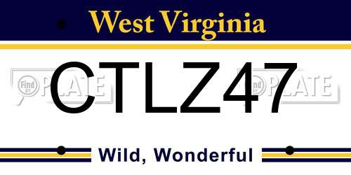 CTLZ47 West Virginia License Plate