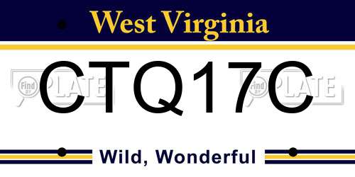 CTQ17C West Virginia License Plate
