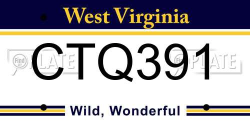 CTQ391 West Virginia License Plate