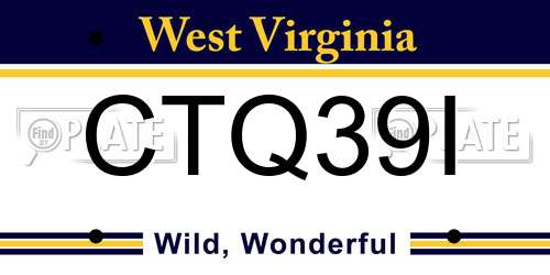 CTQ39I West Virginia License Plate