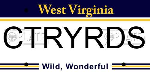 CTRYRDS West Virginia License Plate