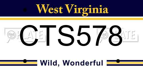 CTS578 West Virginia License Plate