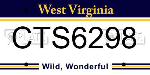 CTS6298 West Virginia License Plate