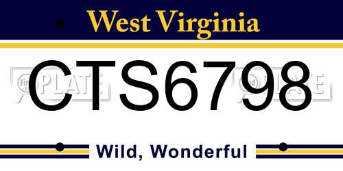 CTS6798 West Virginia License Plate