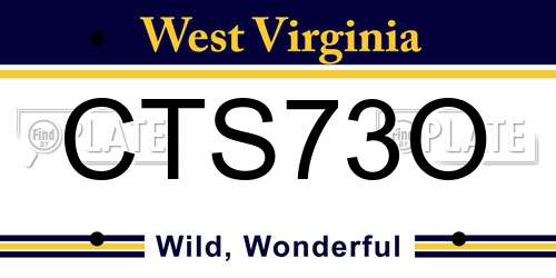CTS73O West Virginia License Plate