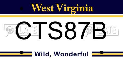CTS87B West Virginia License Plate