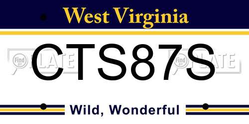 CTS87S West Virginia License Plate