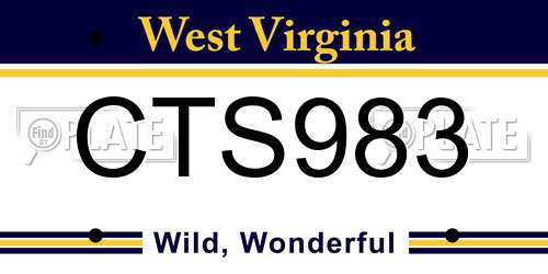 CTS983 West Virginia License Plate