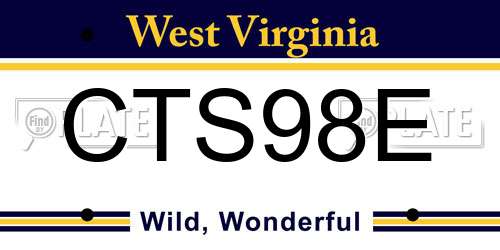 CTS98E West Virginia License Plate