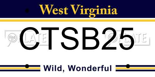 CTSB25 West Virginia License Plate