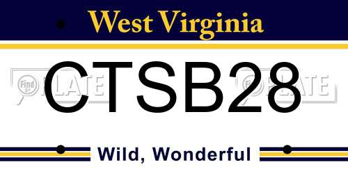 CTSB28 West Virginia License Plate