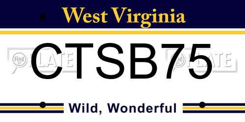 CTSB75 West Virginia License Plate