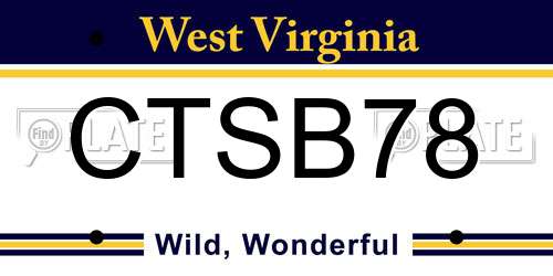 CTSB78 West Virginia License Plate