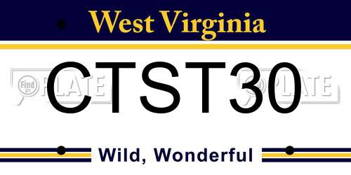 CTST30 West Virginia License Plate