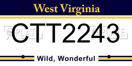 CTT2243 West Virginia License Plate