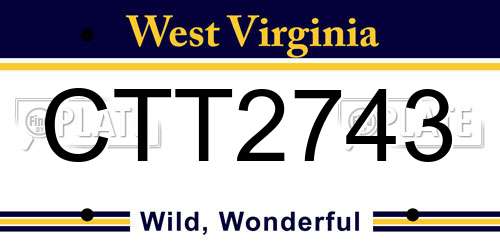 CTT2743 West Virginia License Plate