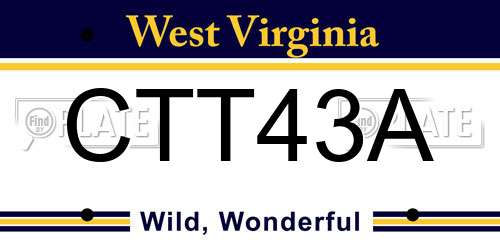CTT43A West Virginia License Plate