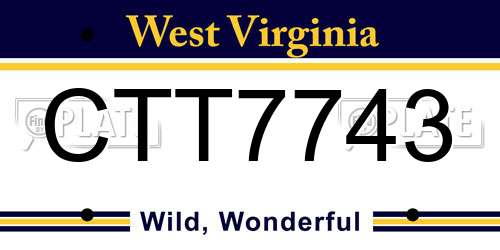 CTT7743 West Virginia License Plate